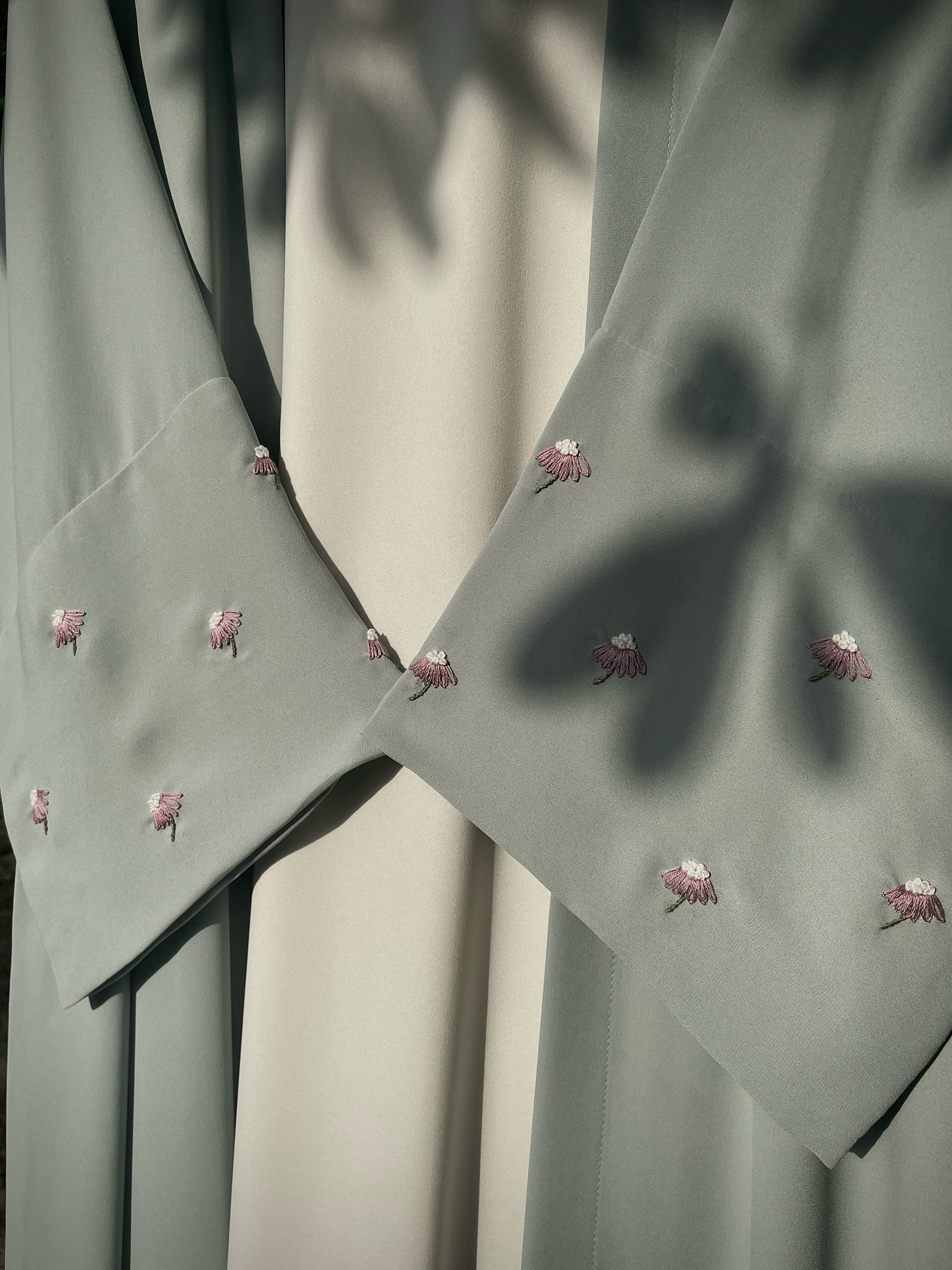 Mint Green Hand Embroidered Abaya