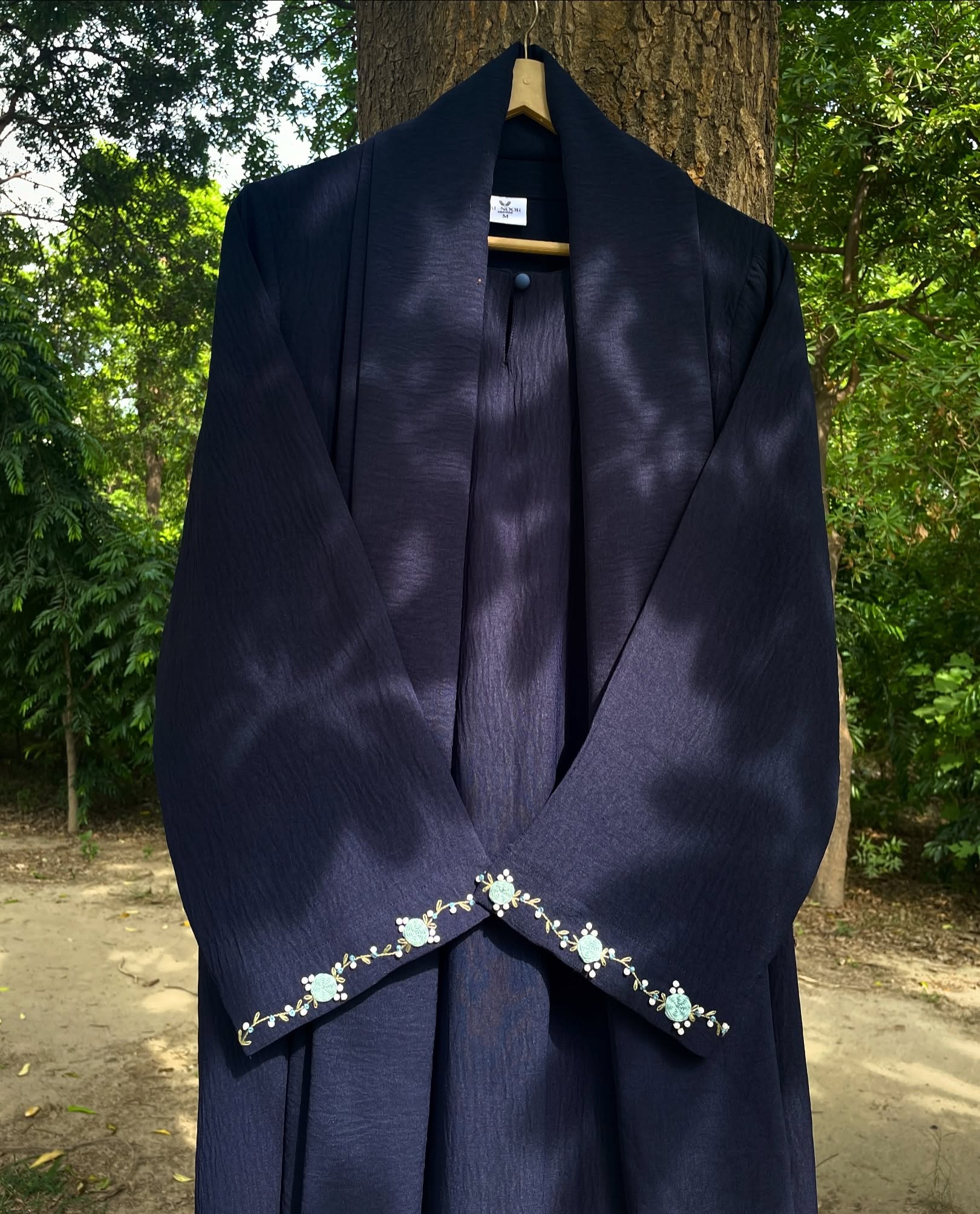 Safa Navy Blue Hand Embroidered Abaya