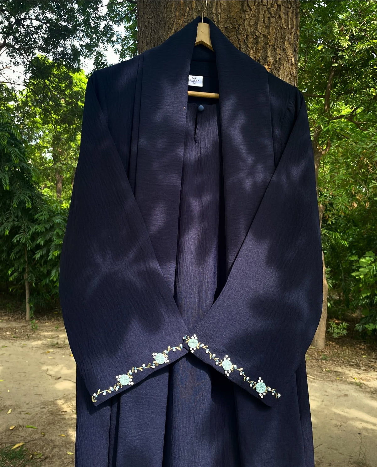 Safa Navy Blue Hand Embroidered Abaya