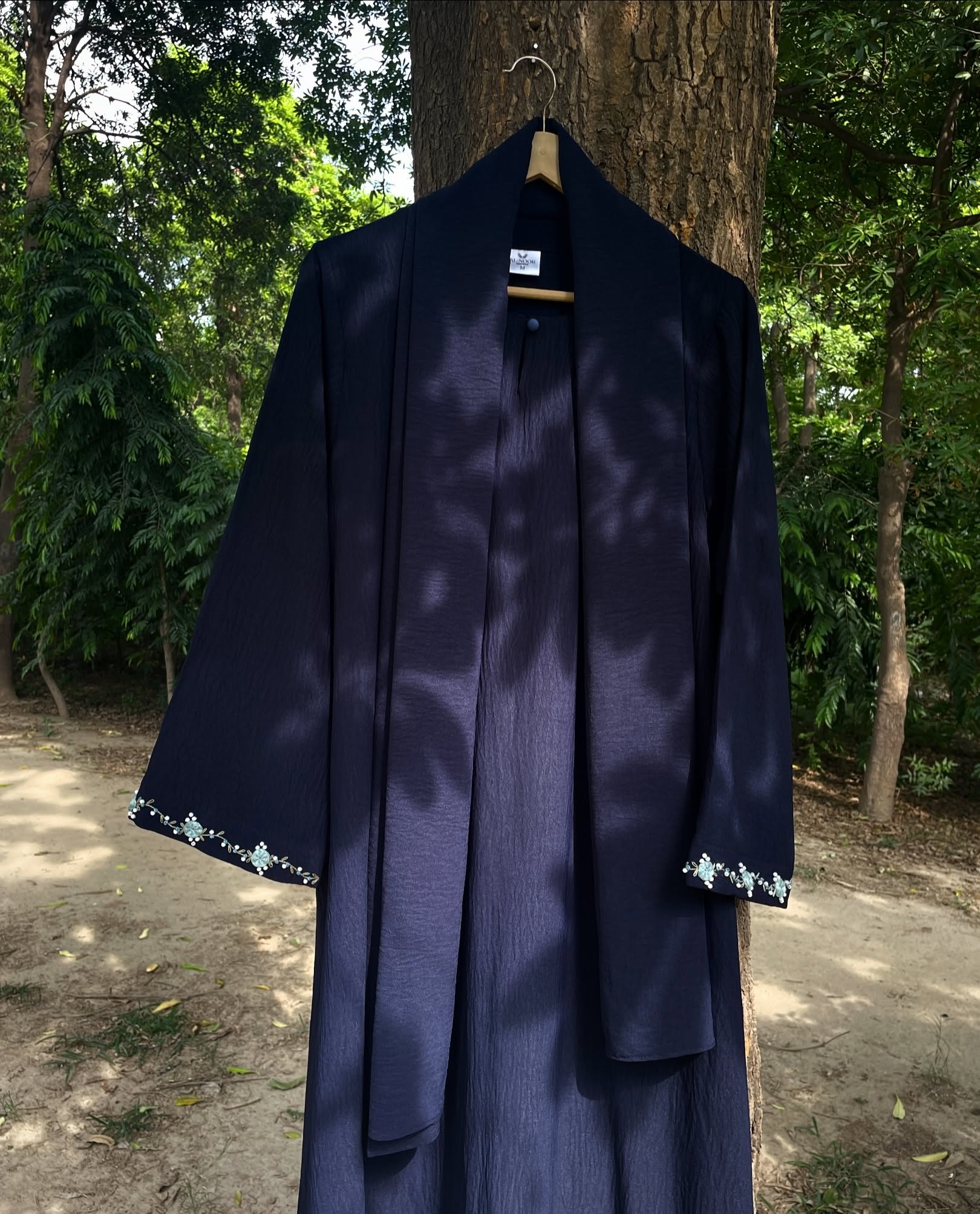 Safa Navy Blue Hand Embroidered Abaya