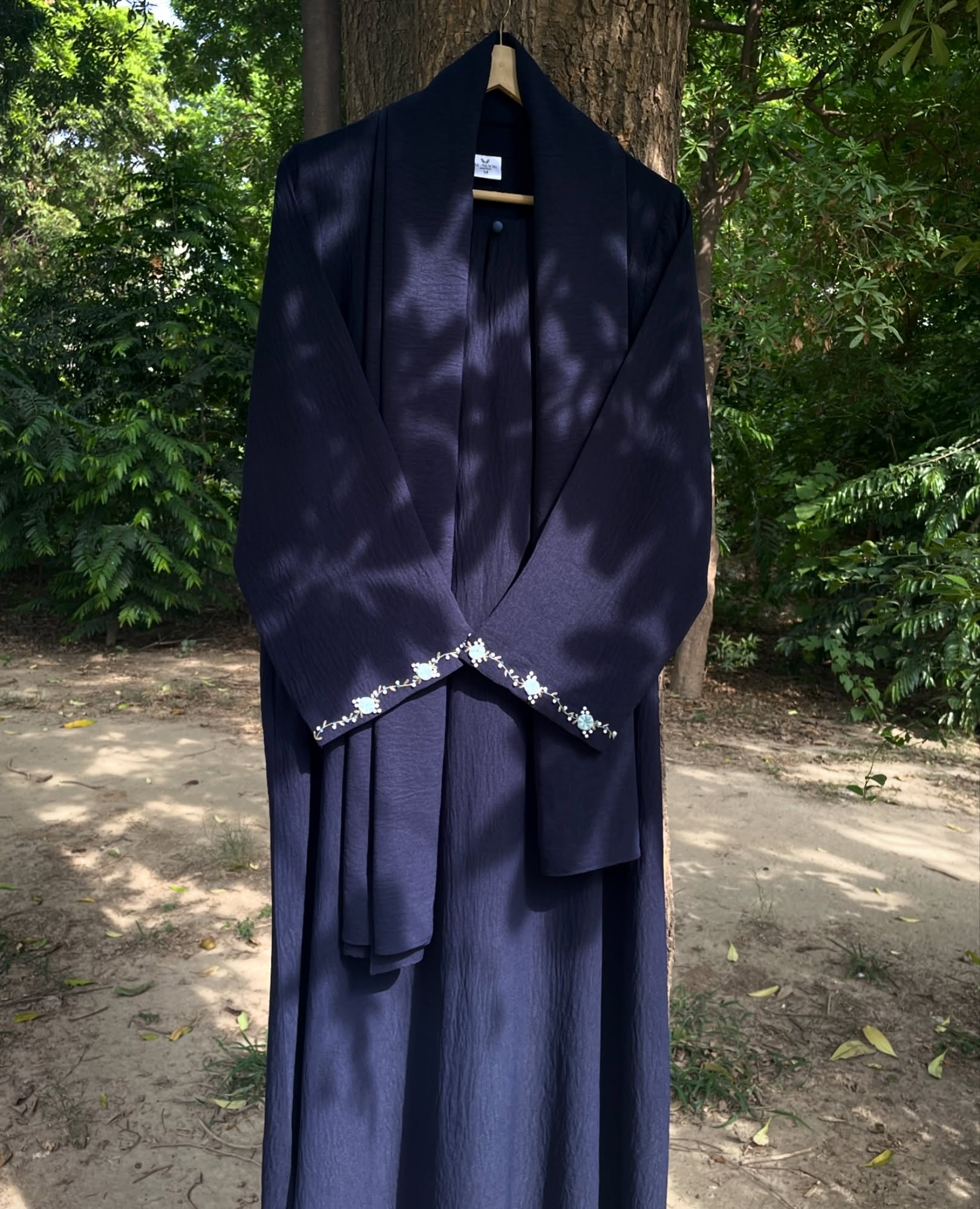 Safa Navy Blue Hand Embroidered Abaya