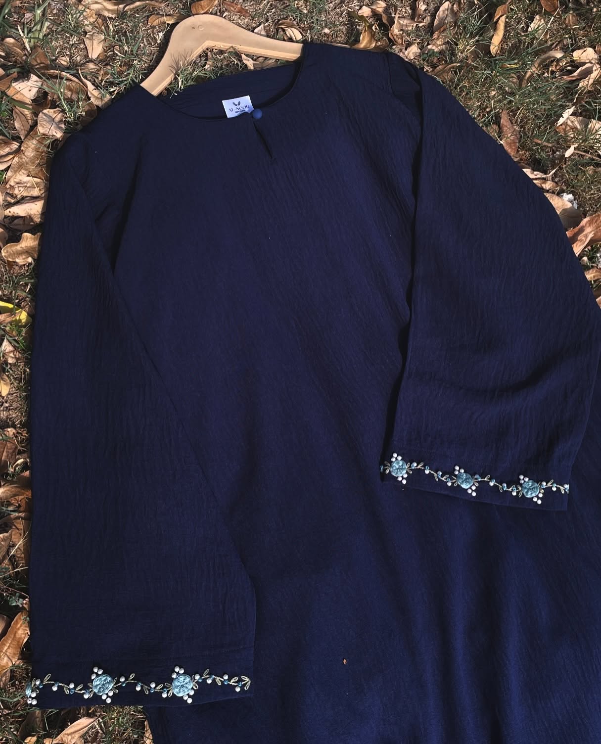 Safa Navy Blue Hand Embroidered Abaya
