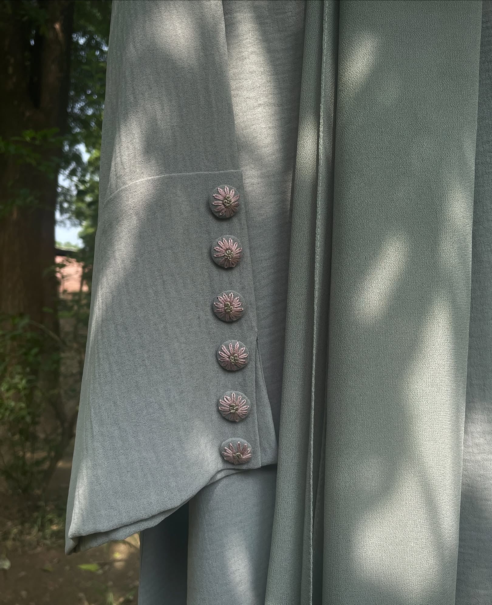 Seafoam Green Hand Embroidered Abaya