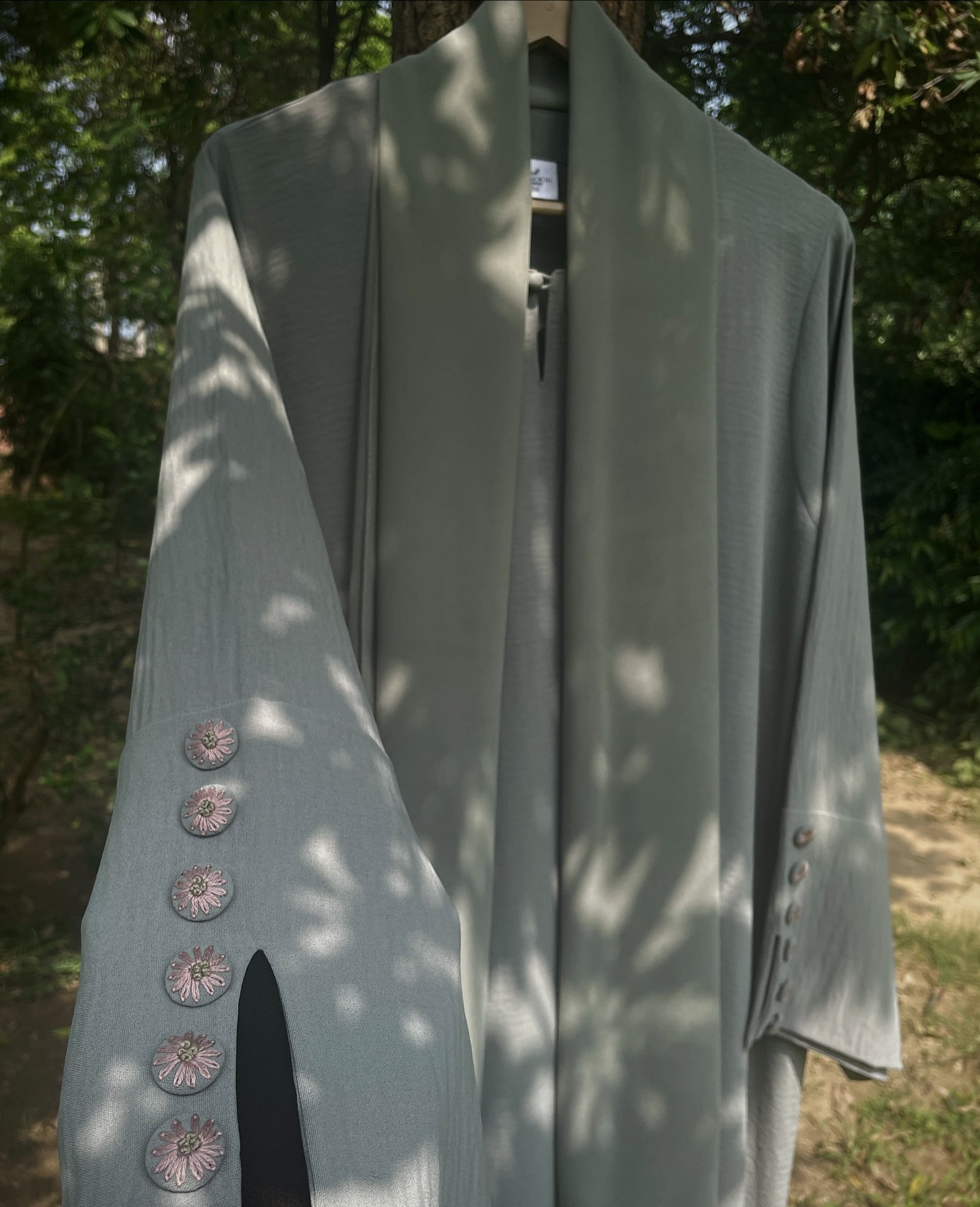 Seafoam Green Hand Embroidered Abaya