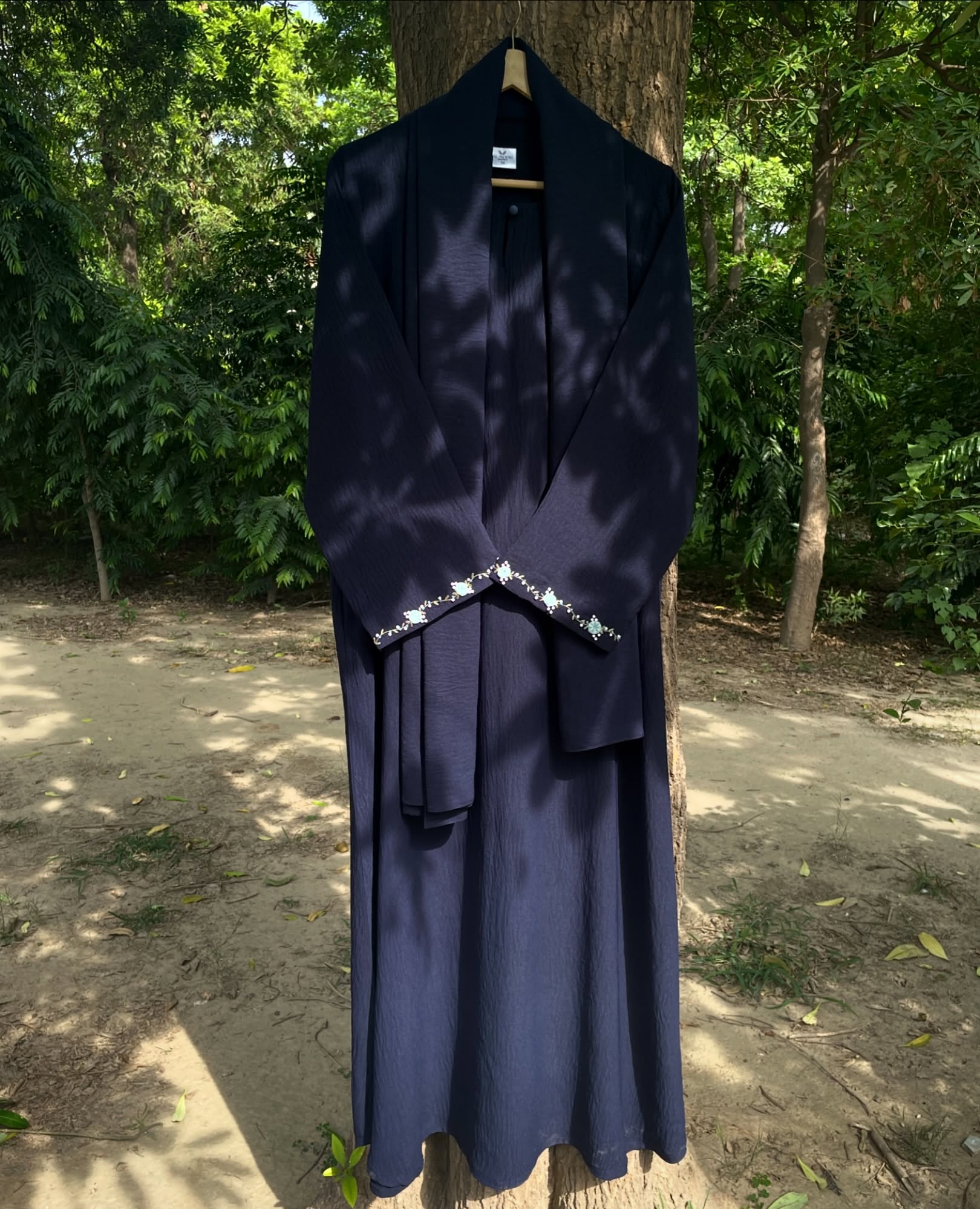 Safa Navy Blue Hand Embroidered Abaya
