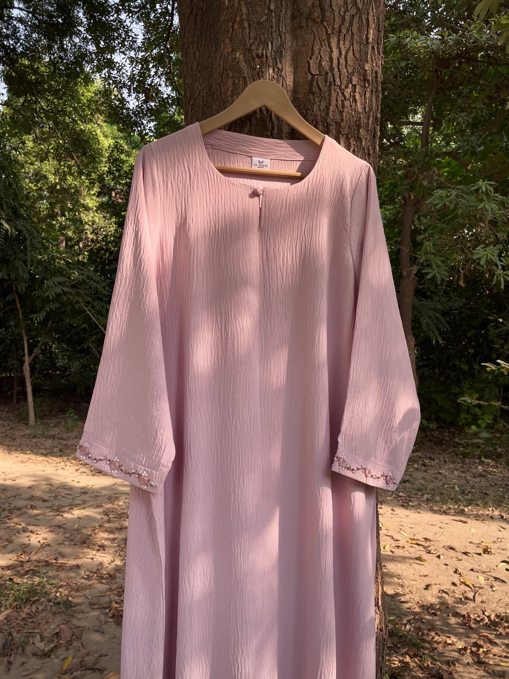 Safa Pastel Pink Hand Embroidered Abaya