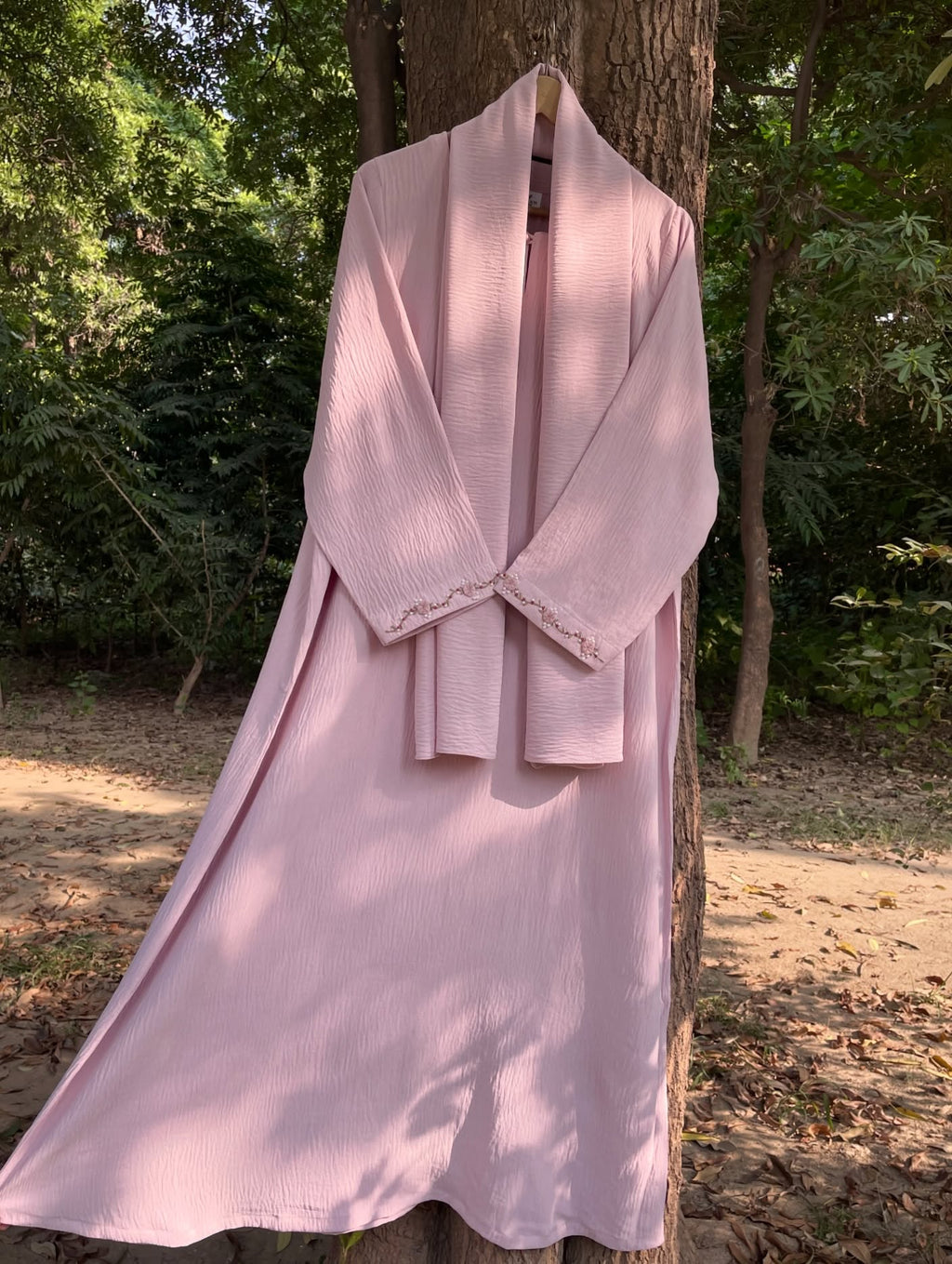 Safa Pastel Pink Hand Embroidered Abaya