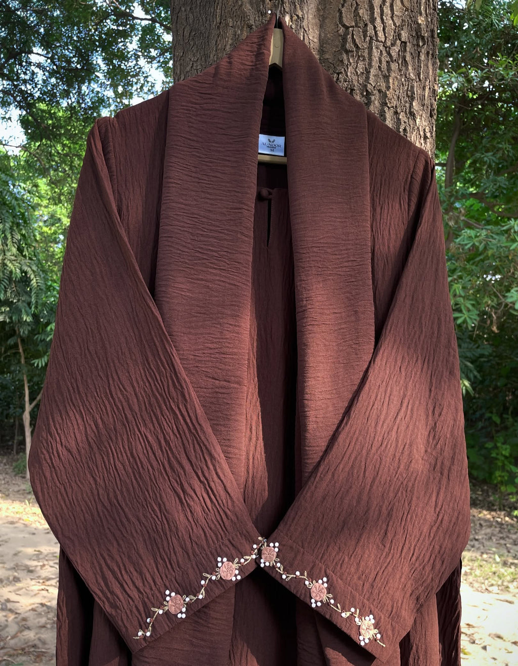 Safa Brown Hand Embroidered Abaya
