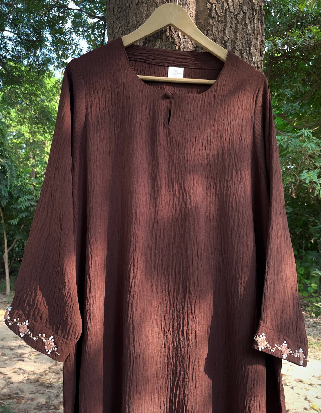 Safa Brown Hand Embroidered Abaya