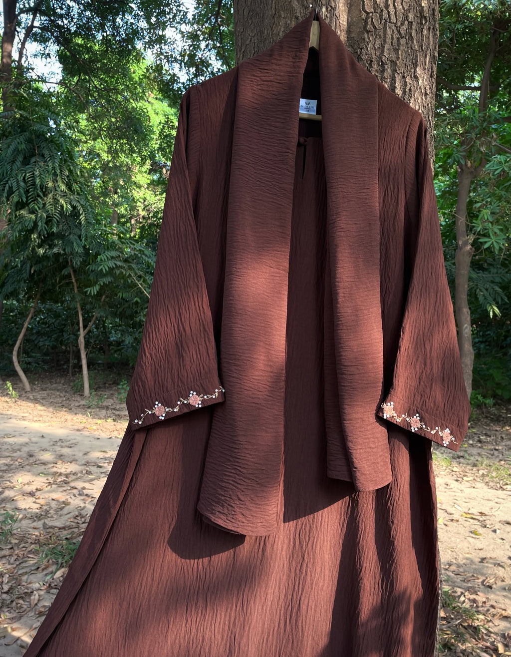Safa Brown Hand Embroidered Abaya
