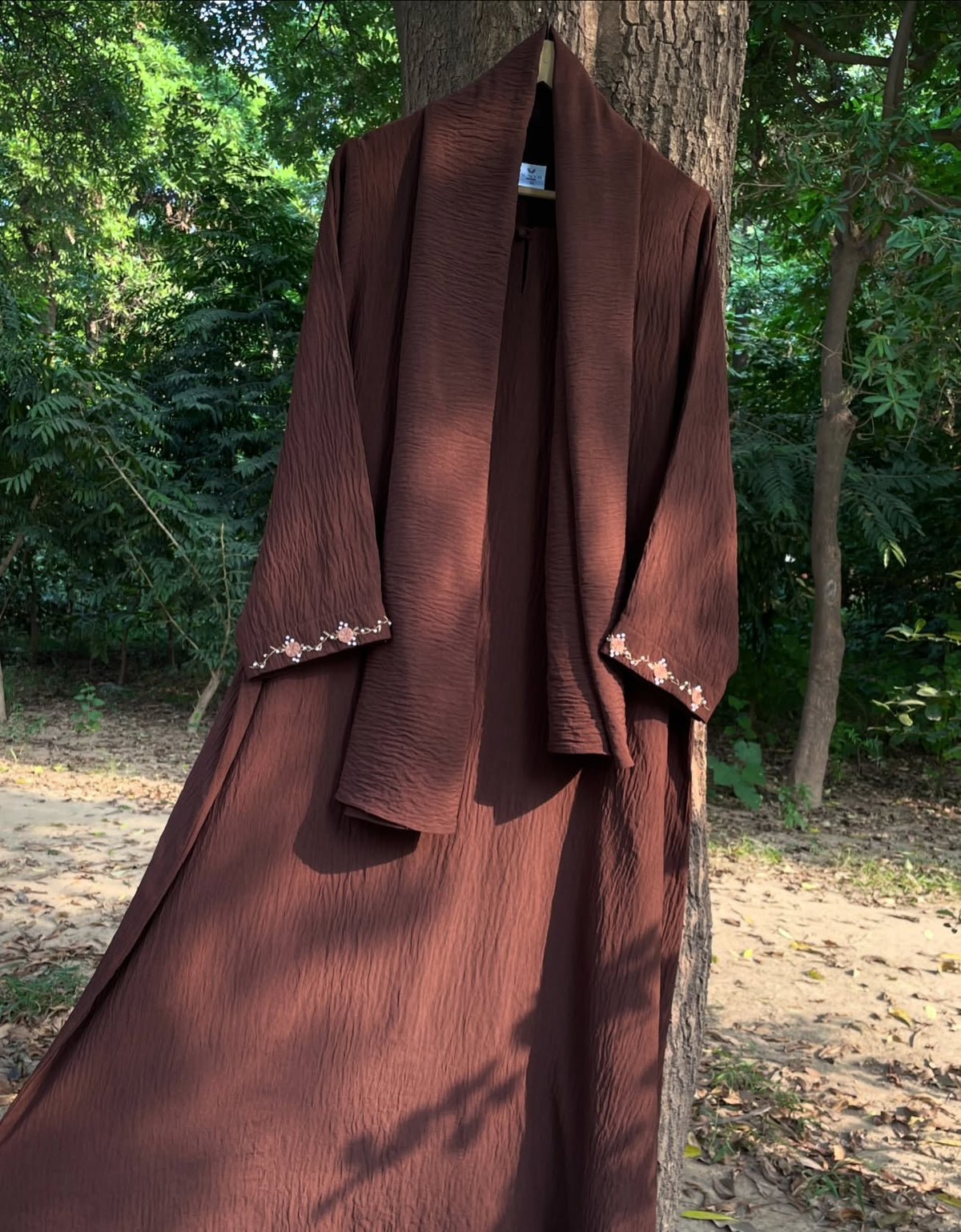 Safa Brown Hand Embroidered Abaya