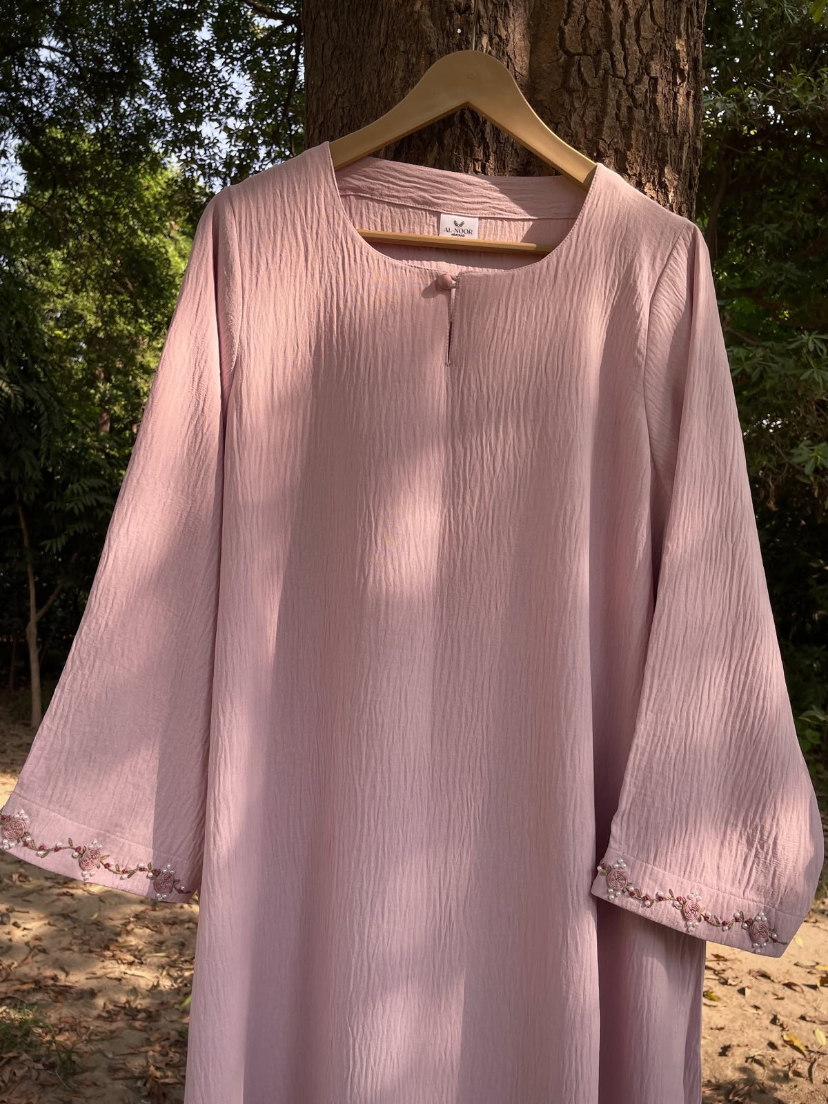 Safa Pastel Pink Hand Embroidered Abaya