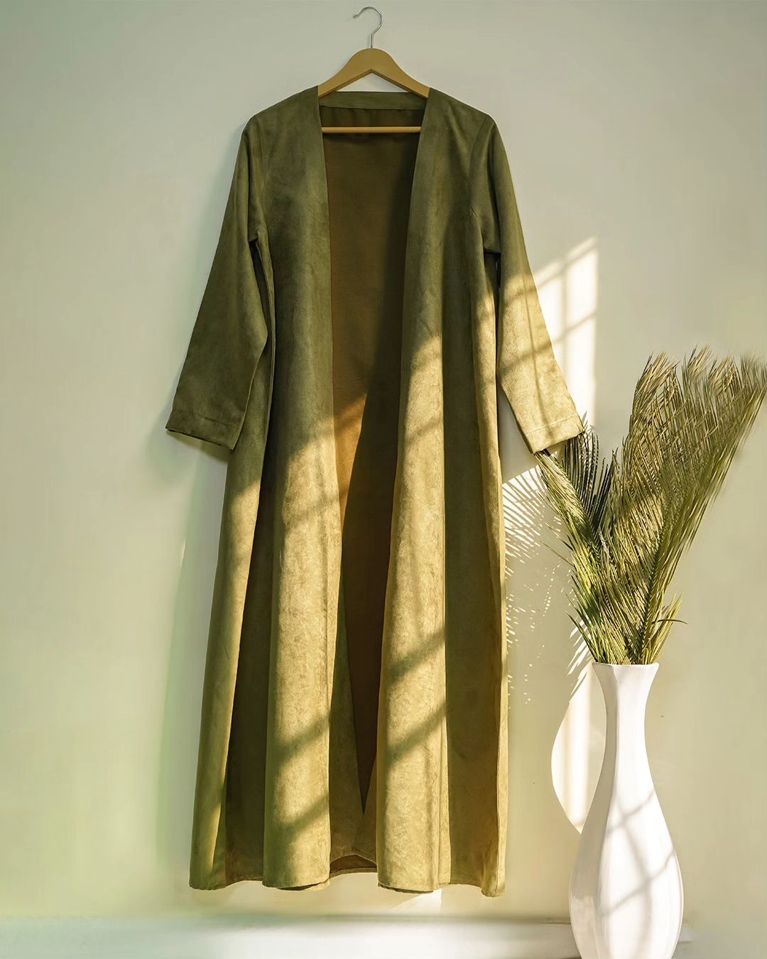 Olive Green Turkish Style Abaya Coat