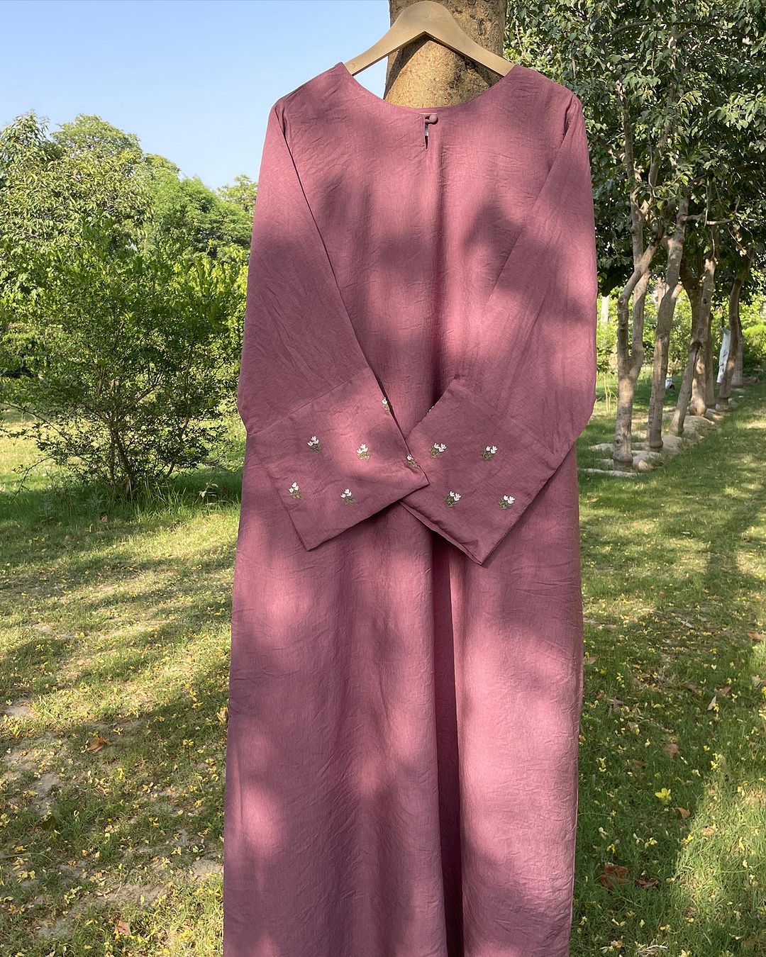 Pink Embroidered Abaya