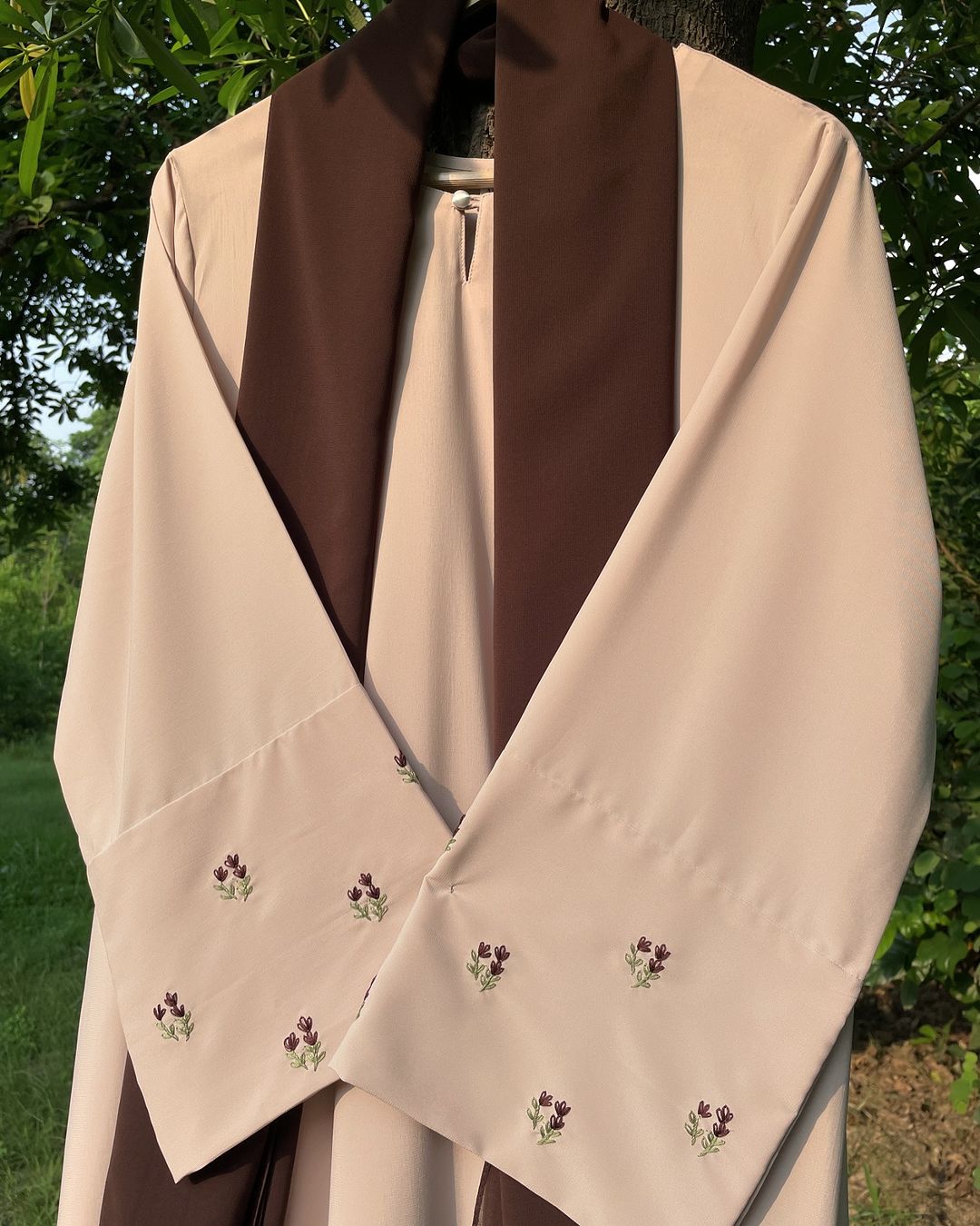 Beige Hand Embroidered Abaya