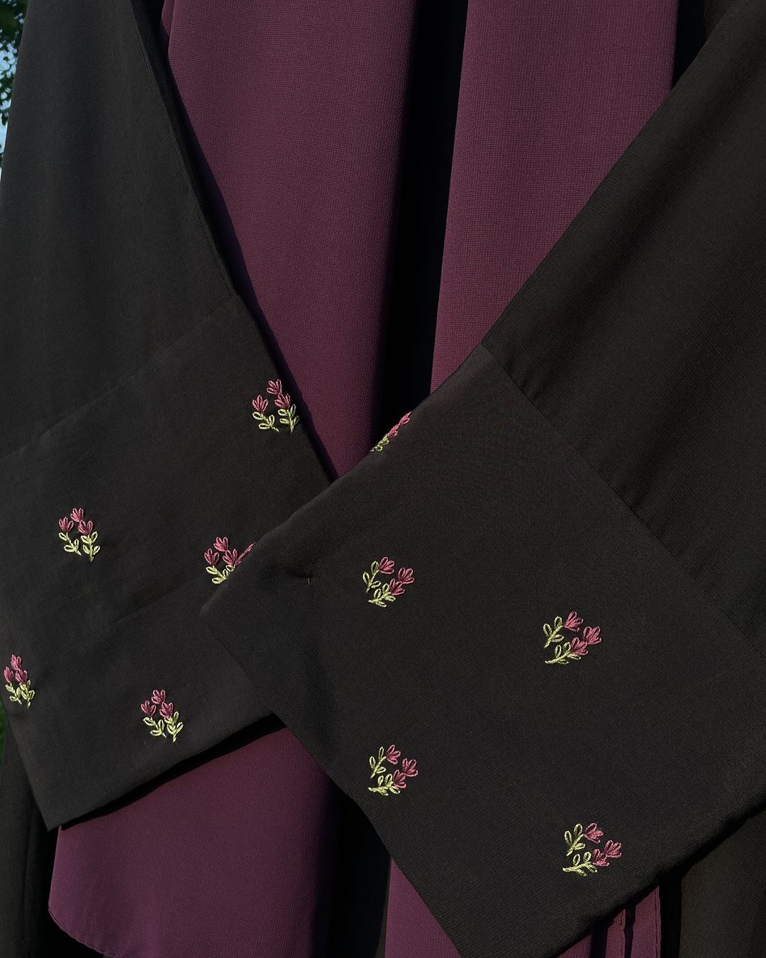 Black Lavender Embroidered Abaya