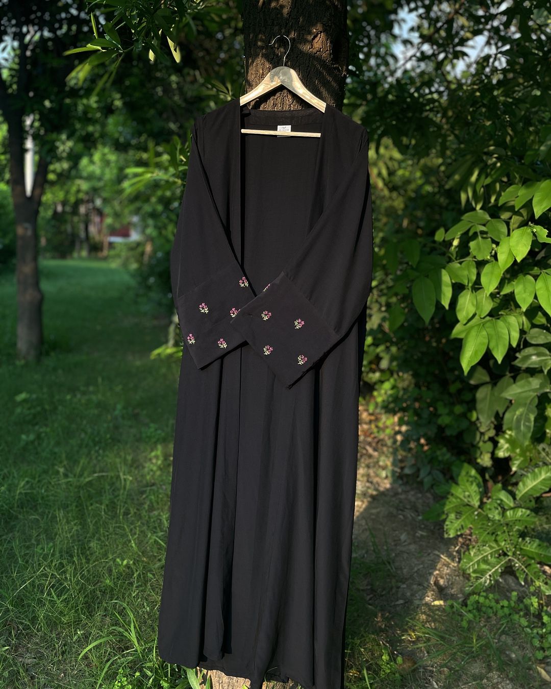 Black Lavender Embroidered Abaya