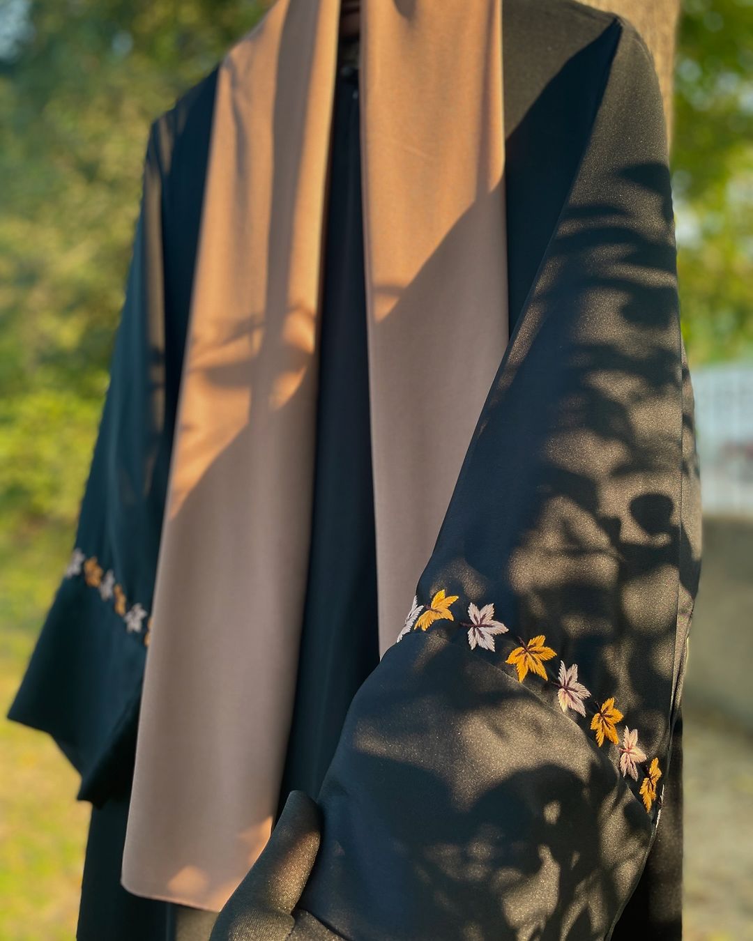 Fall Breeze Hand Embroidered Black Abaya