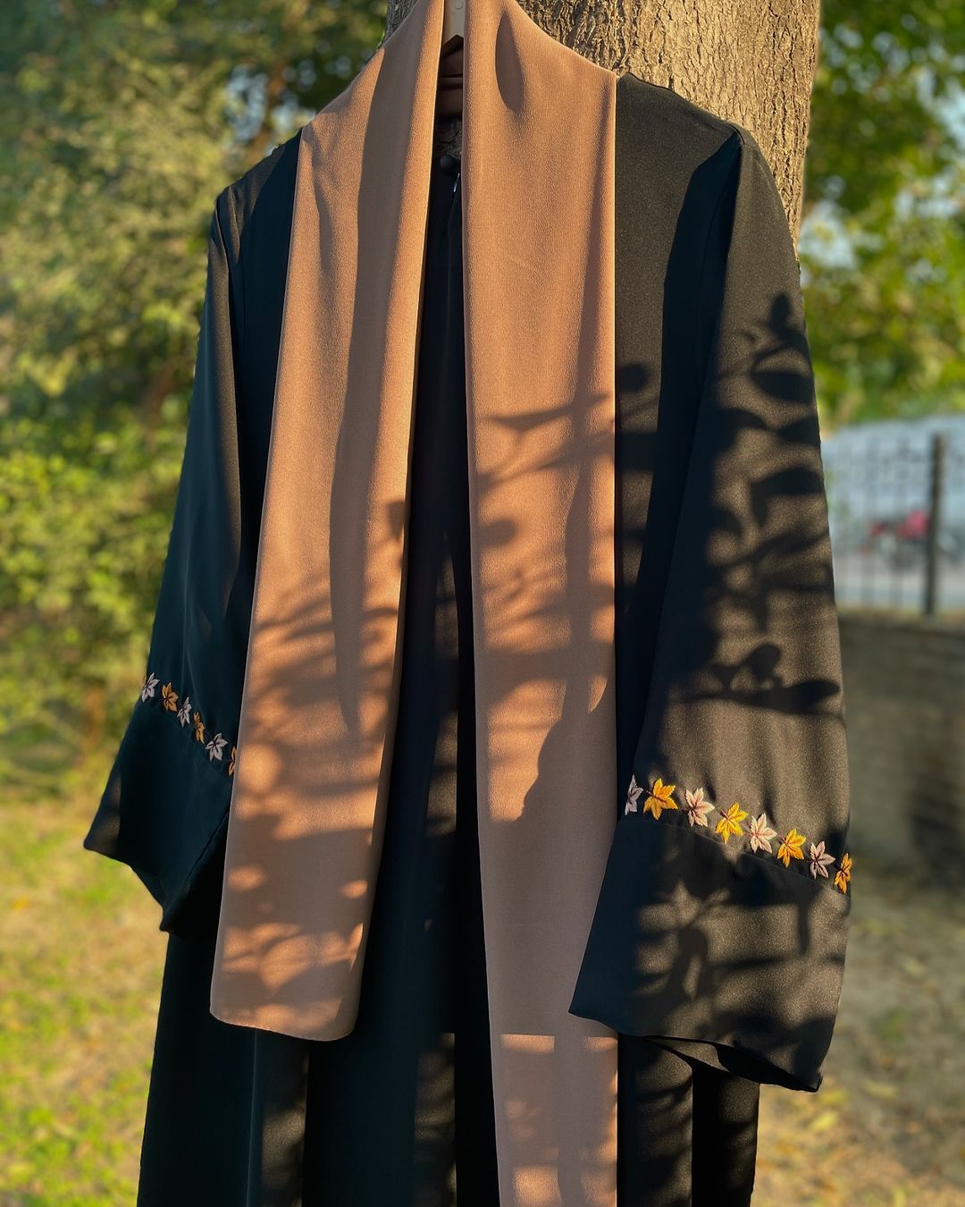 Fall Breeze Hand Embroidered Black Abaya