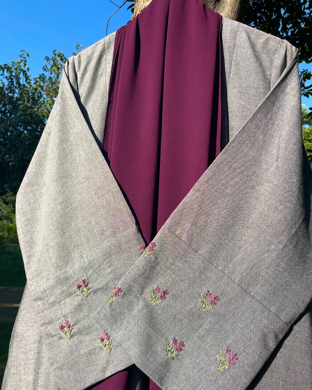 Lavender Handmade Soft Denim Abaya