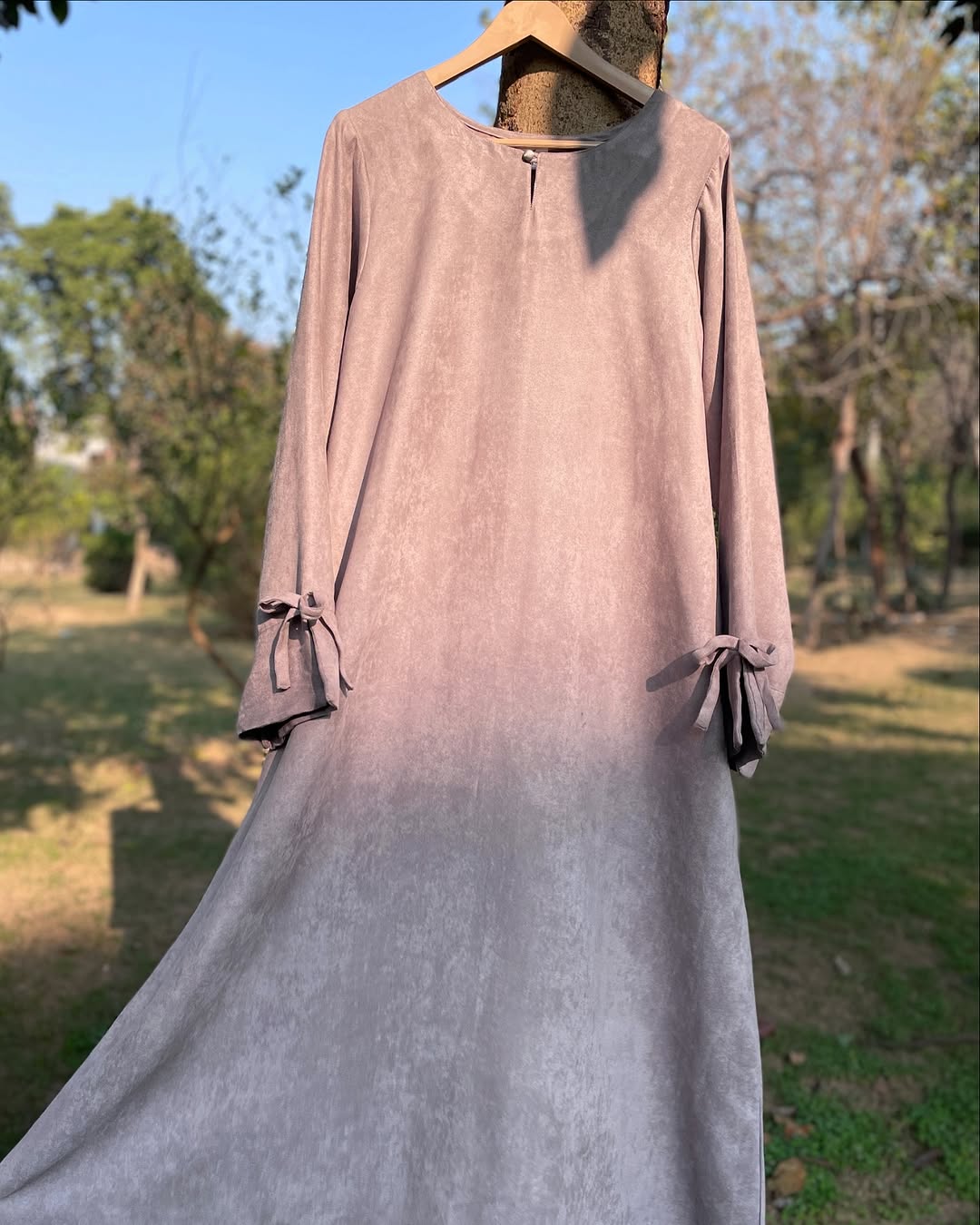 Lilac Bow Leather Abaya