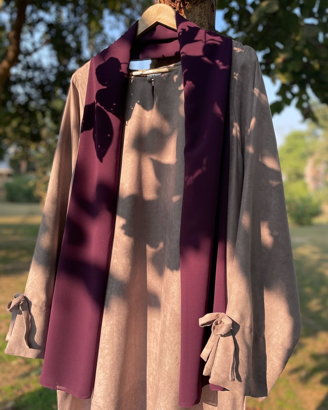 Lilac Bow Leather Abaya