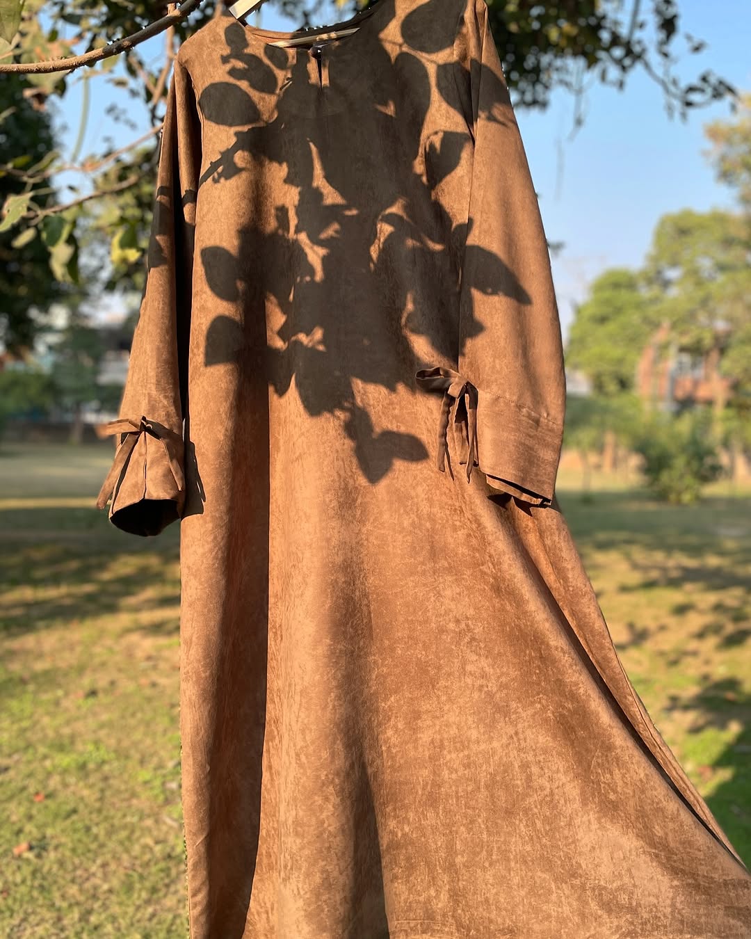 Army Green Bow Leather Abaya