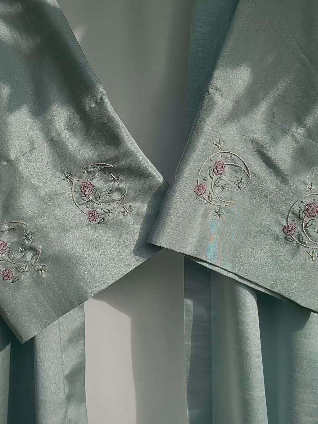 Ice Blue Moon Floral Handmade Abaya