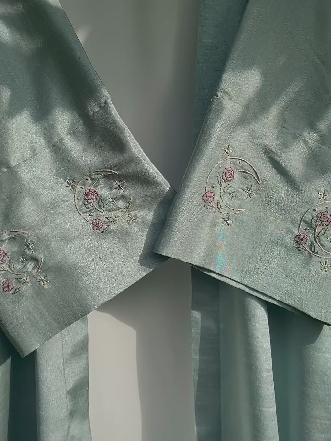 Ice Blue Moon Floral Handmade Abaya