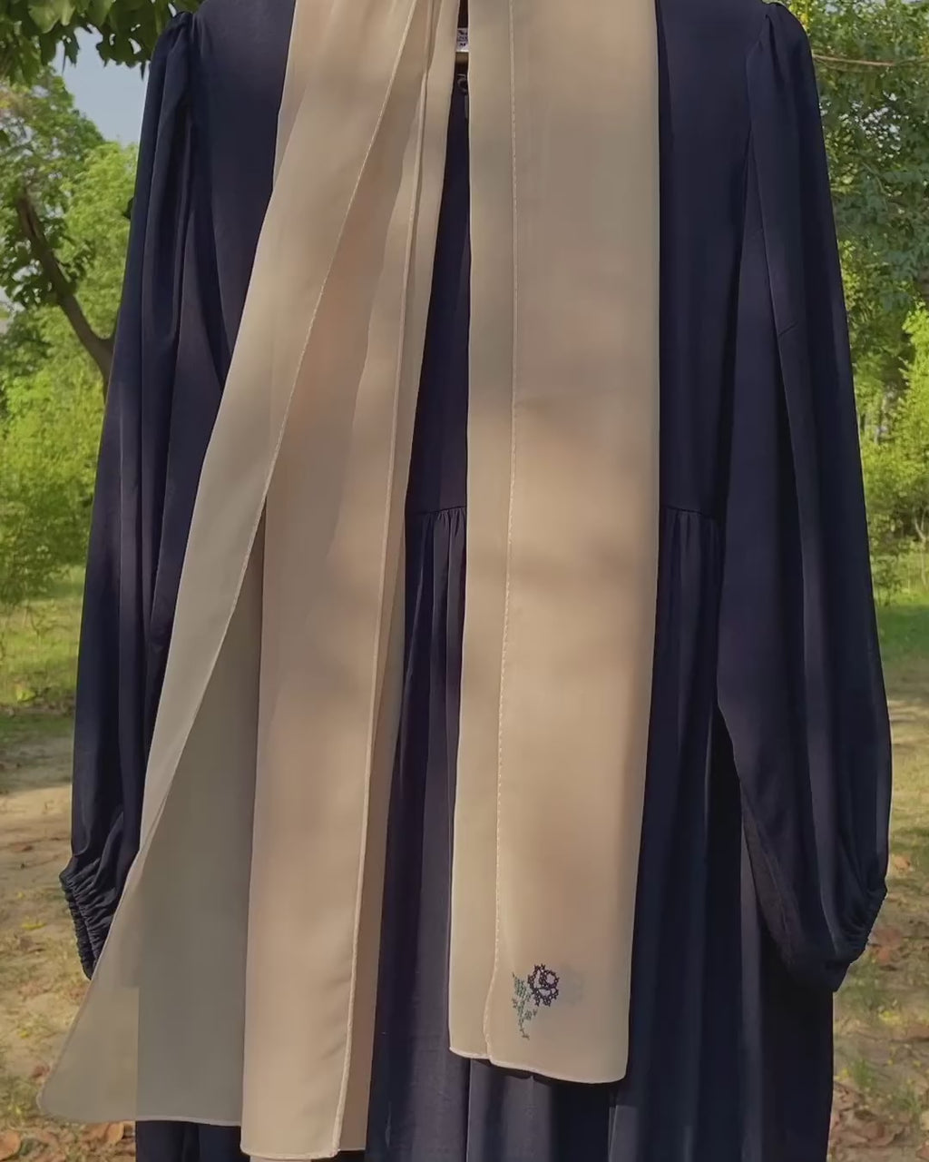 Cross-Stitch Hand Embroidered Everyday Blue Abaya