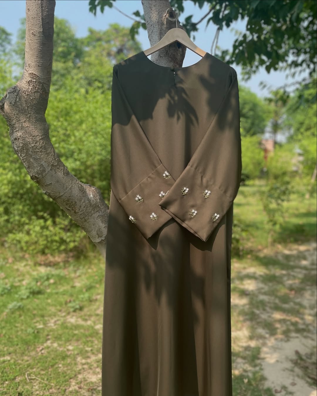 Olive Hand Embroidered Abaya