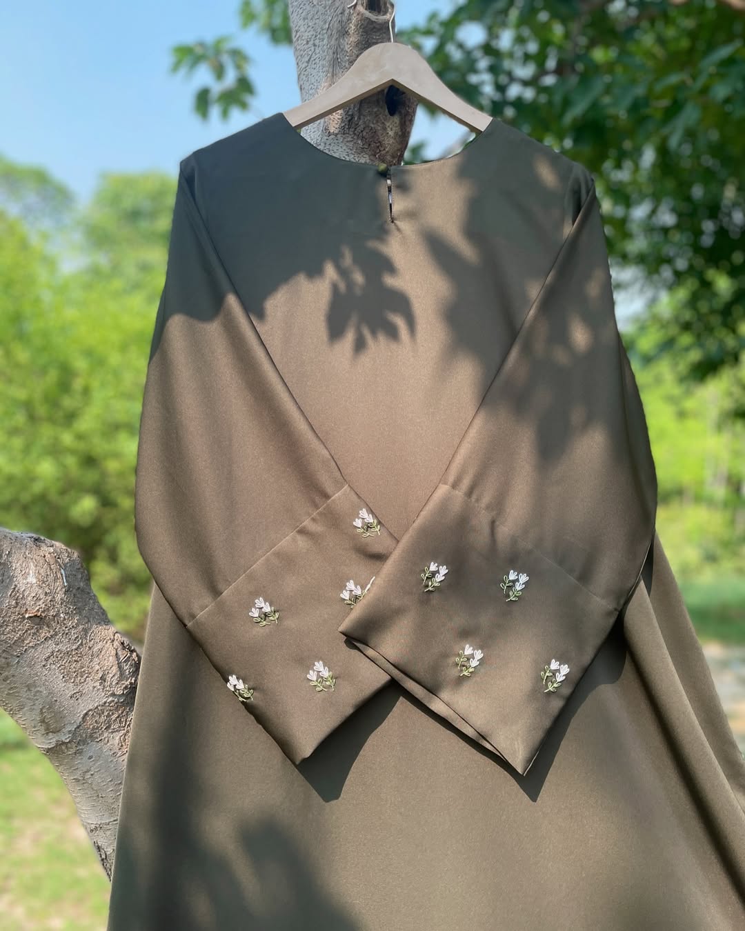 Olive Hand Embroidered Abaya