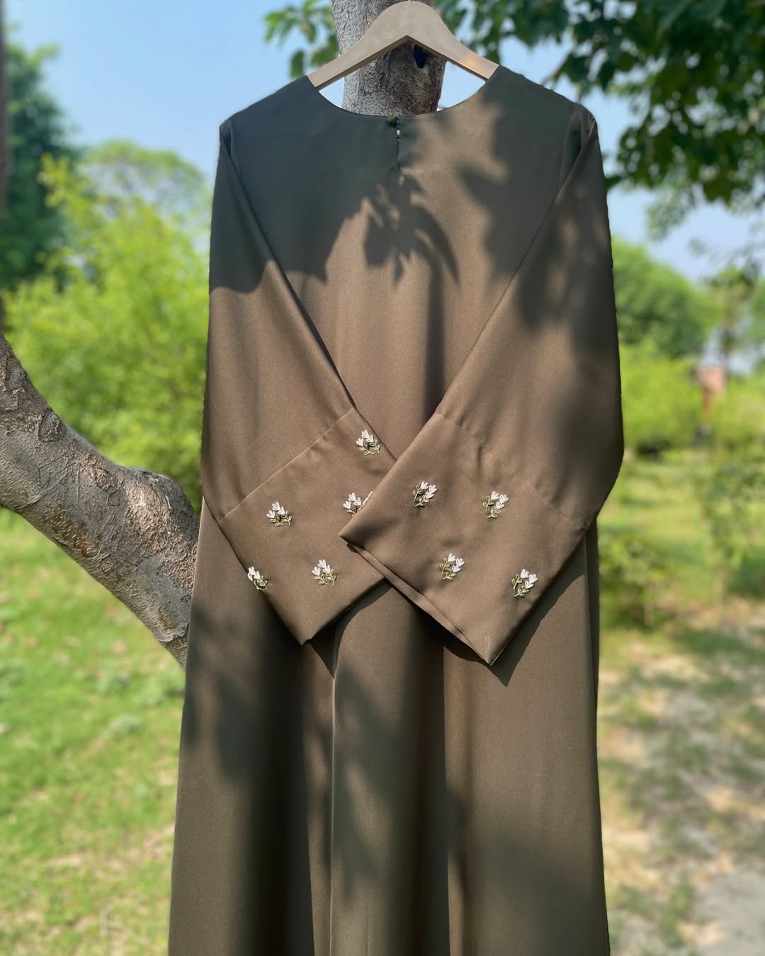 Olive Hand Embroidered Abaya