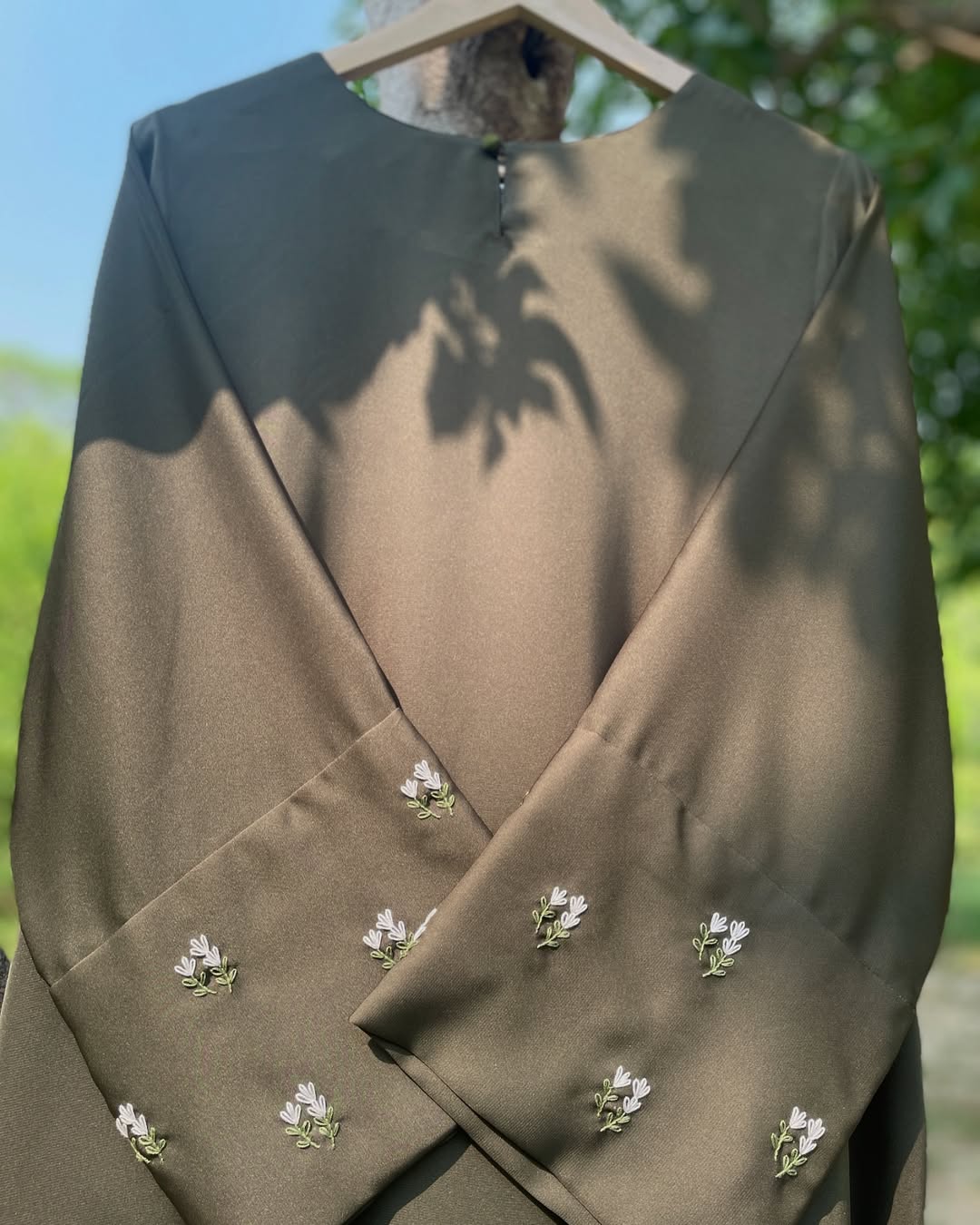 Olive Hand Embroidered Abaya