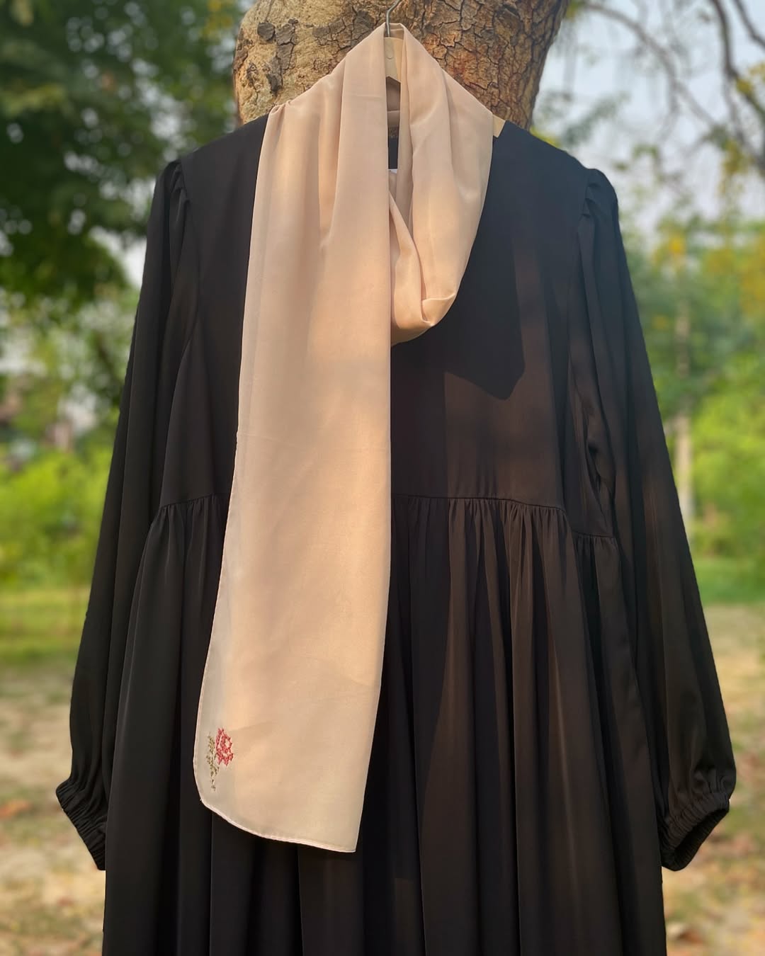 Cross-Stitch Hand Embroidered Everyday Black Abaya
