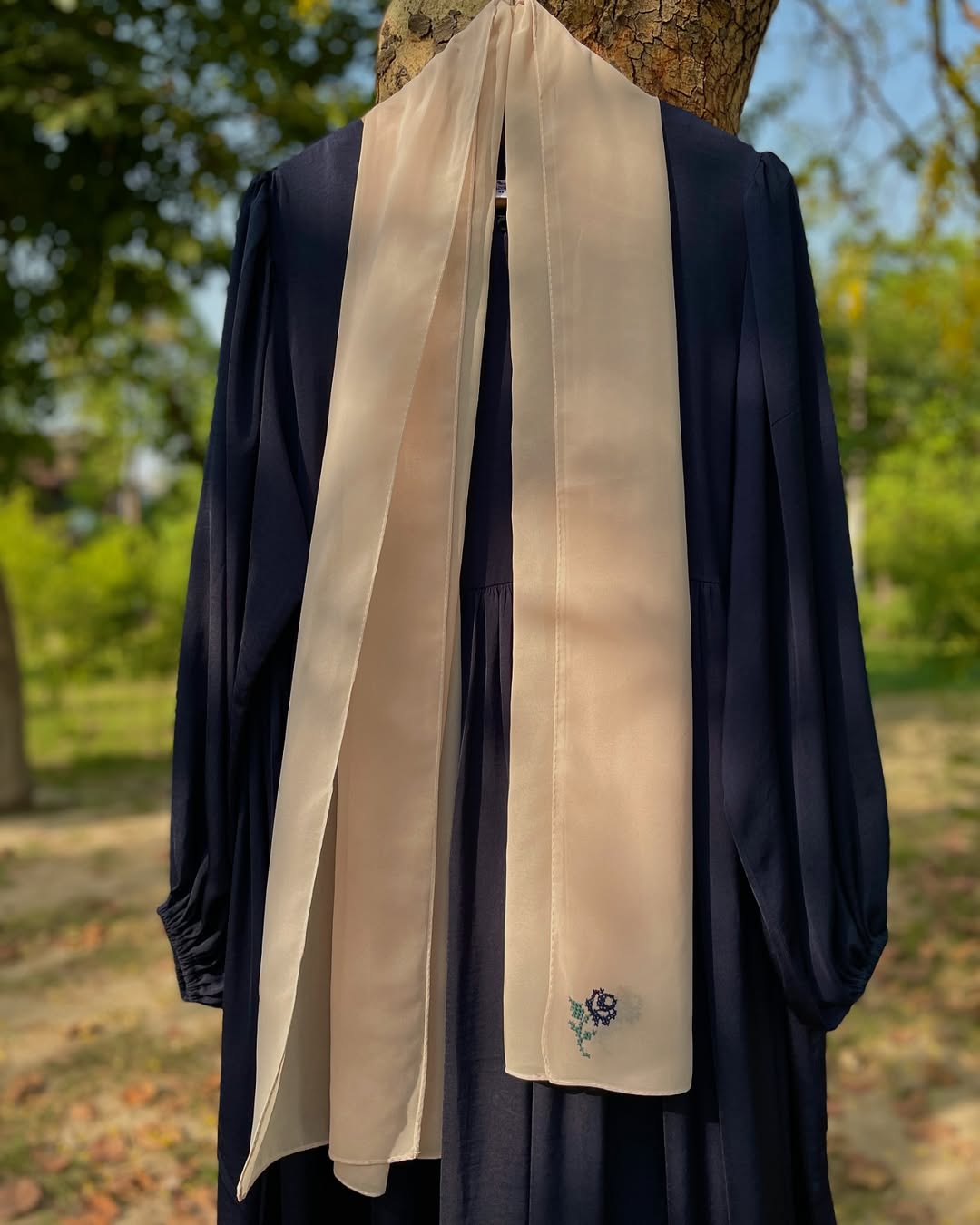 Cross-Stitch Hand Embroidered Everyday Blue Abaya