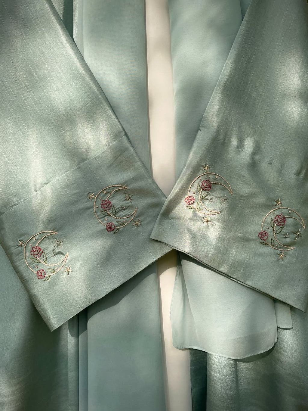 Ice Blue Moon Floral Handmade Abaya