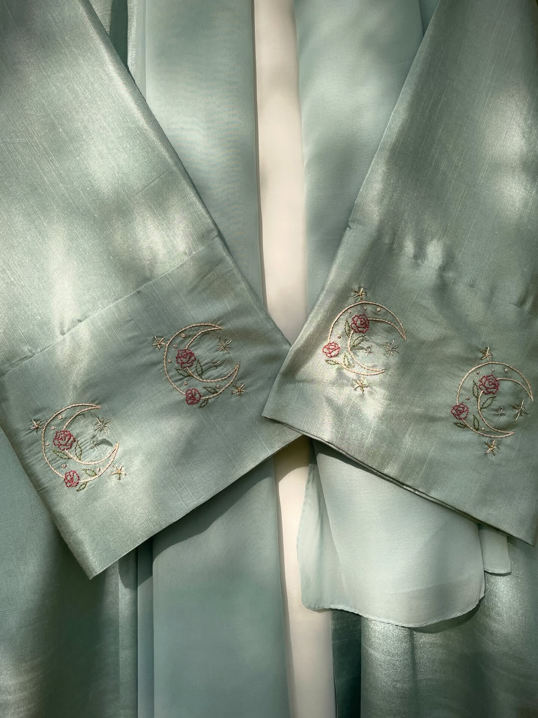 Ice Blue Moon Floral Handmade Abaya