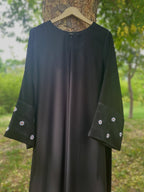 Black Hand Embroidered Daisy Abaya