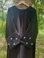 Black Hand Embroidered Daisy Abaya