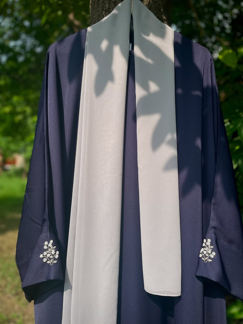Navy Blue Hand Embroidered Kaftan Abaya
