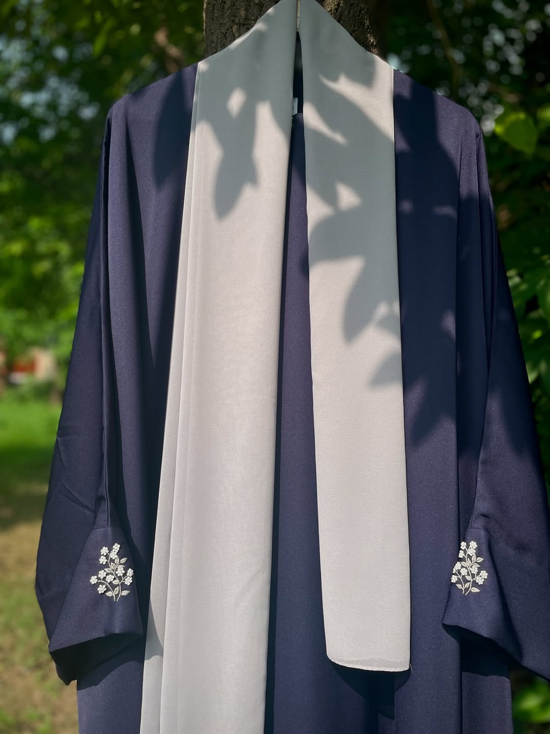 Navy Blue Hand Embroidered Kaftan Abaya