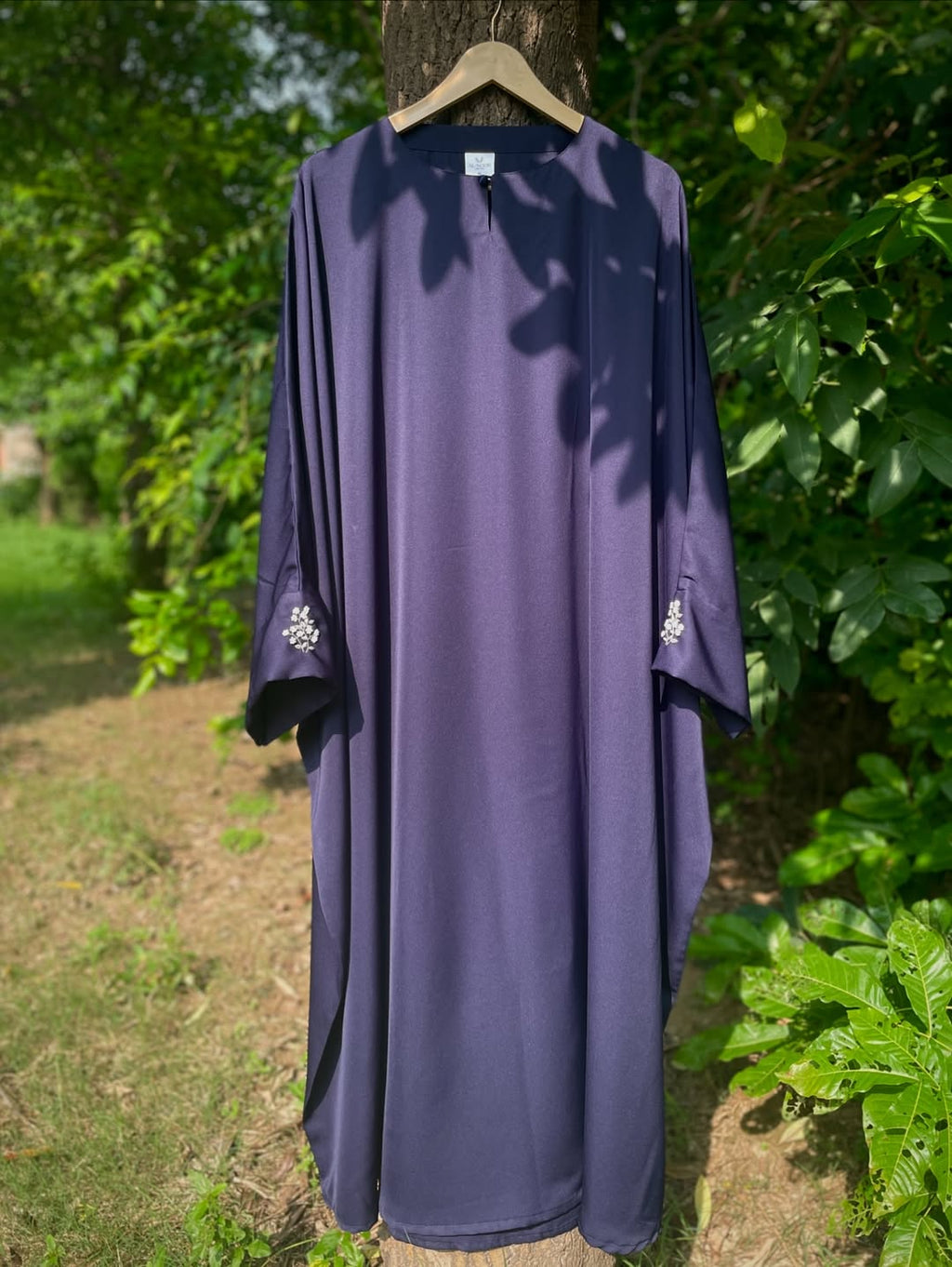 Navy Blue Hand Embroidered Kaftan Abaya