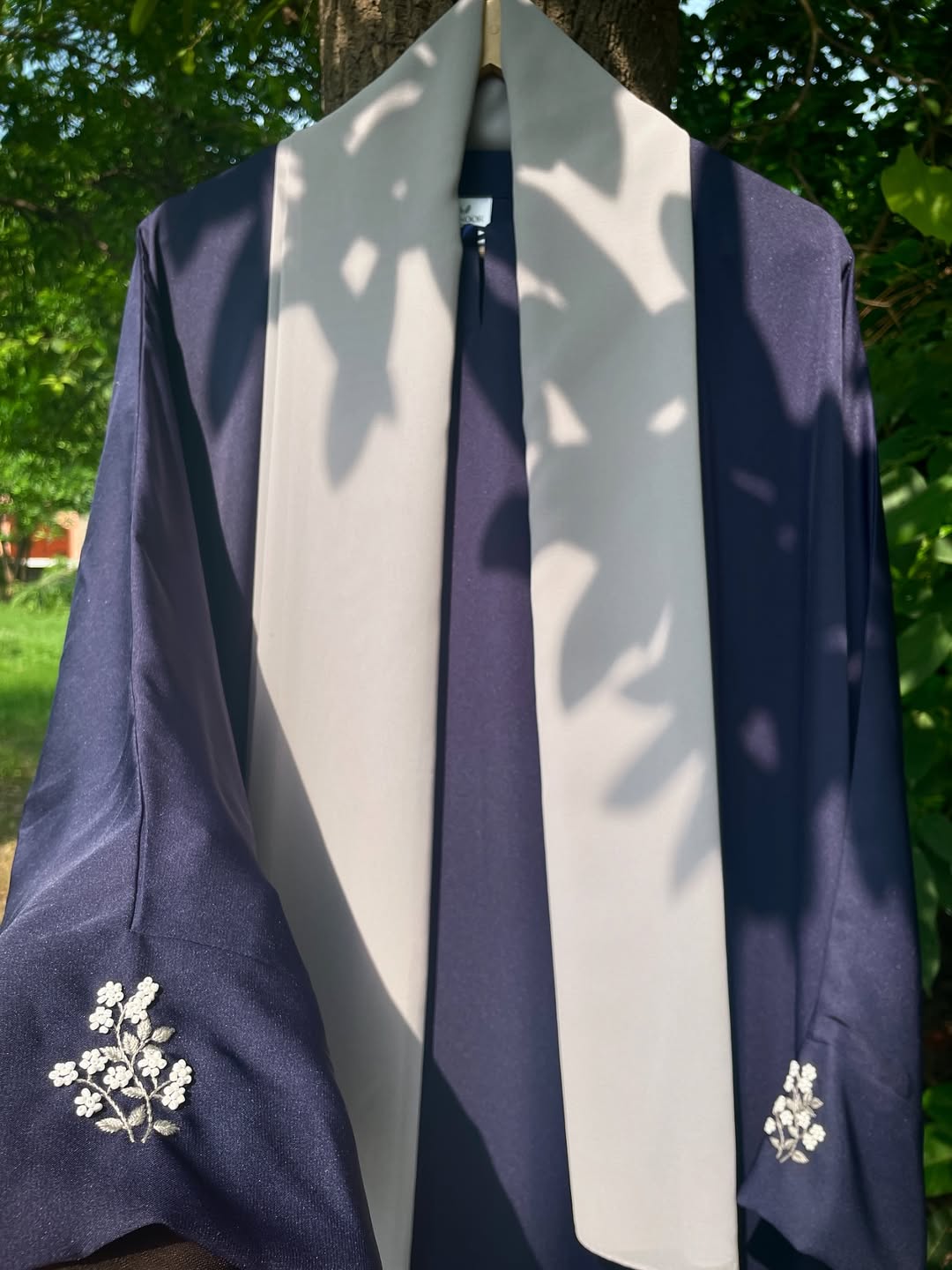 Navy Blue Hand Embroidered Kaftan Abaya